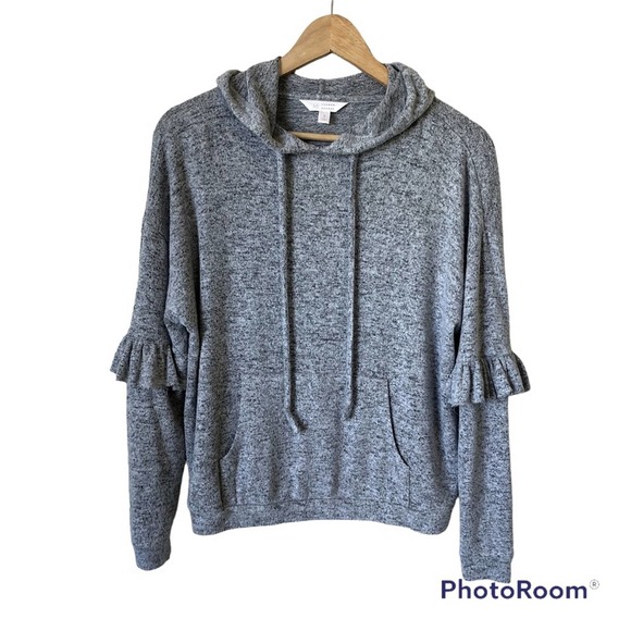 LC Lauren Conrad Sweaters - Lauren Conrad So Soft Hooded Ruffle Lightweight Sweater Women’s Oversized Small